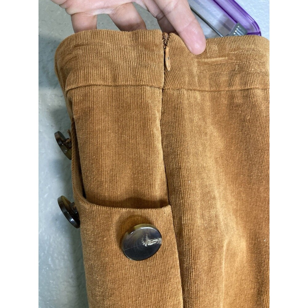 Corduroy Boho Hippie Pants Women's L Brown 70s Retro Flare Mid Rise Pull On TCEC - Picture 6 of 10